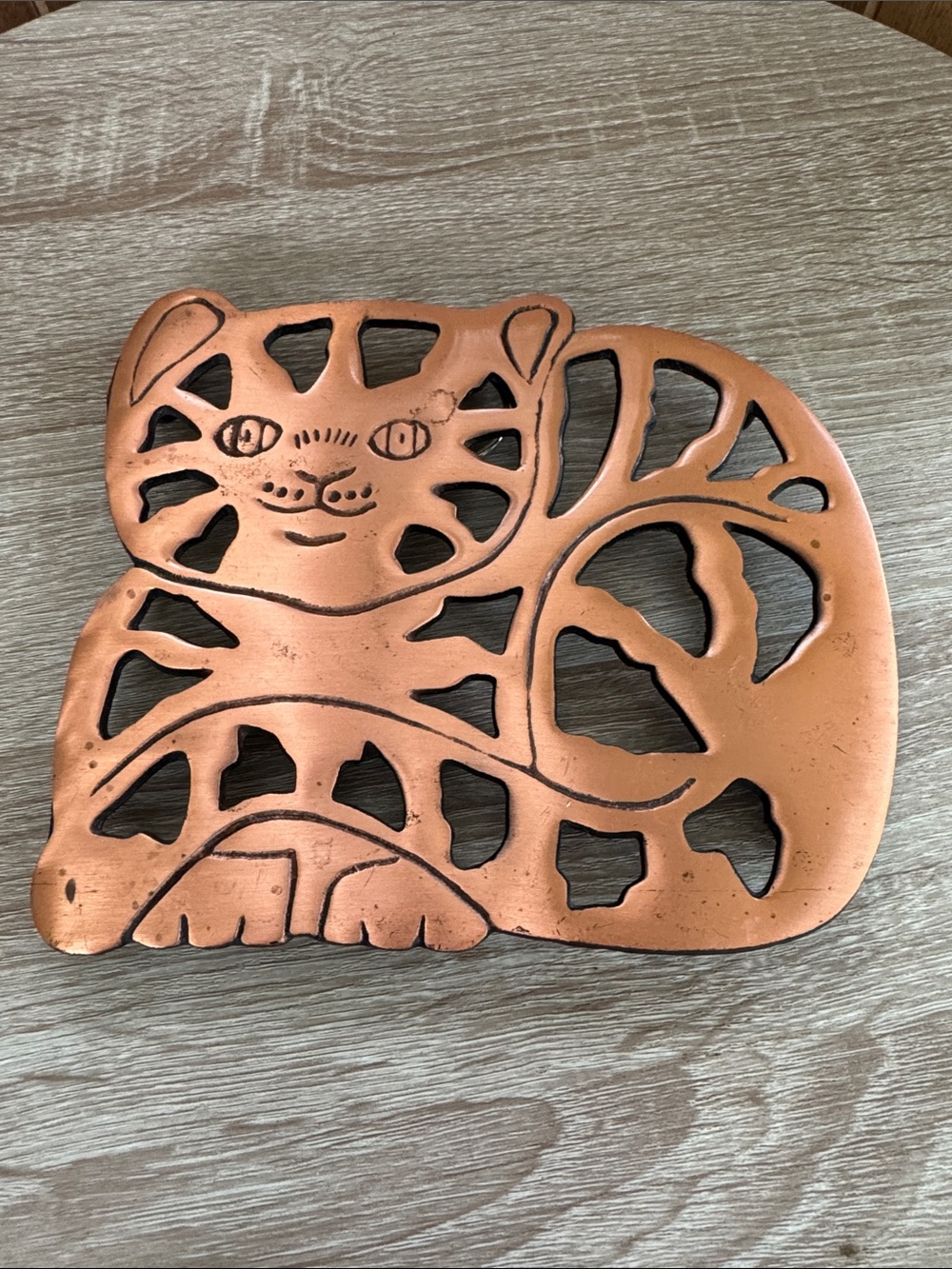 Decorative Copper Cat Cast Iron Trivet
